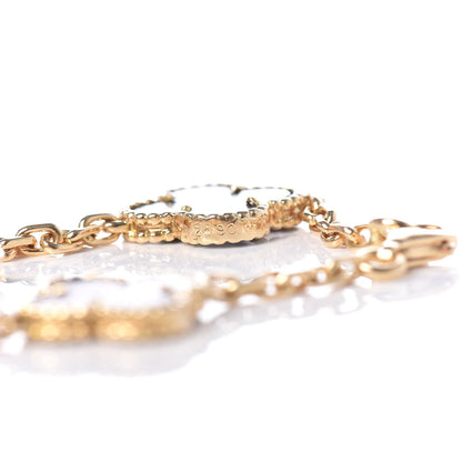 Van Cleef & Arpels 18K Yellow Gold Gray Mother of Pearl 5 Motifs Vintage Alhambra Bracelet 7 of 7