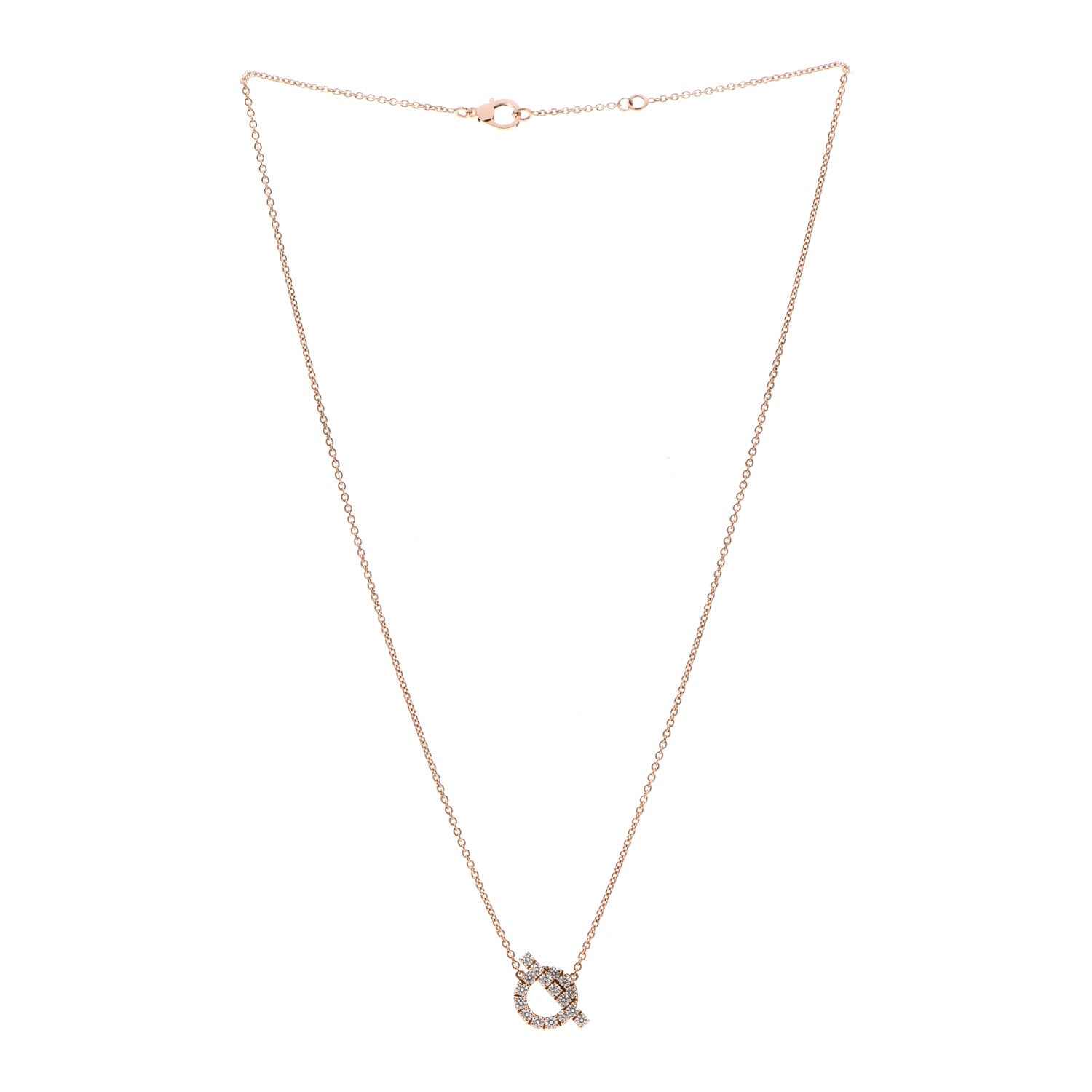 Hermes 18K Rose Gold Diamond Finesse Pendant Necklace 3 of 5