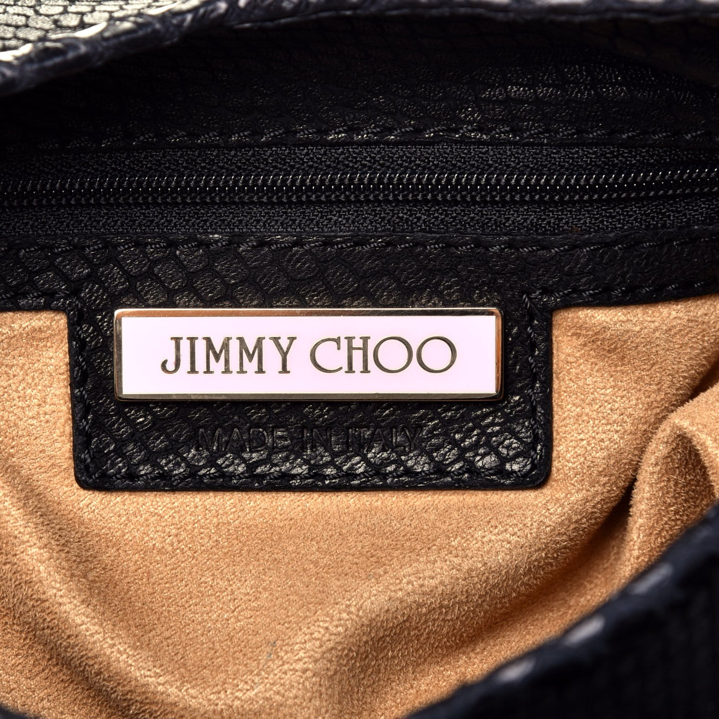 Snakeskin Embossed Calfskin Rahmyn Black