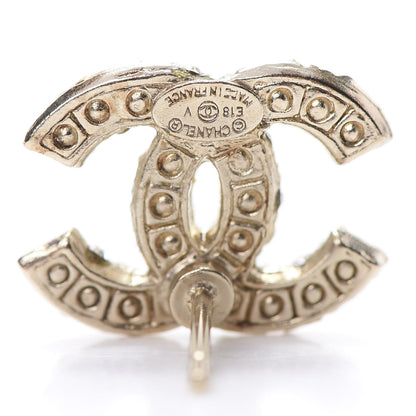 Chanel Pearl Crystal CC Stud Earrings Gold 4 of 6