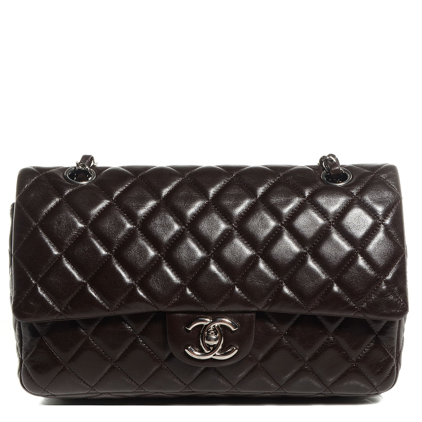 Lambskin Medium Double Flap Brown