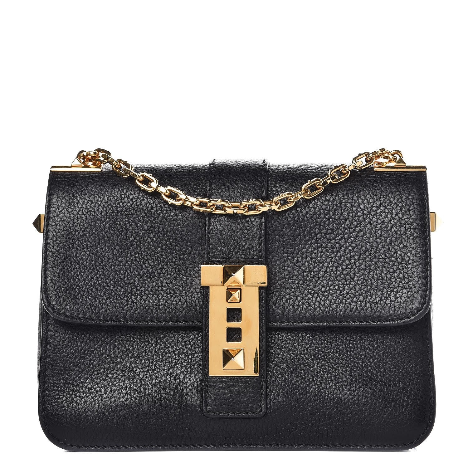 Valentino Garavani Grained Calfskin B-Rockstud Flap Black 1 of 9