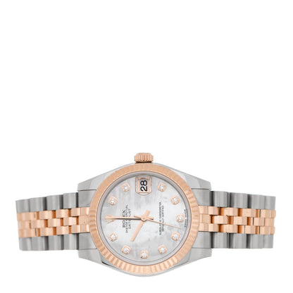 Rolex Stainless Steel 18K Everose Gold Diamond Mother of Pearl 31mm Oyster Perpetual Datejust Watch 178271 2 of 4
