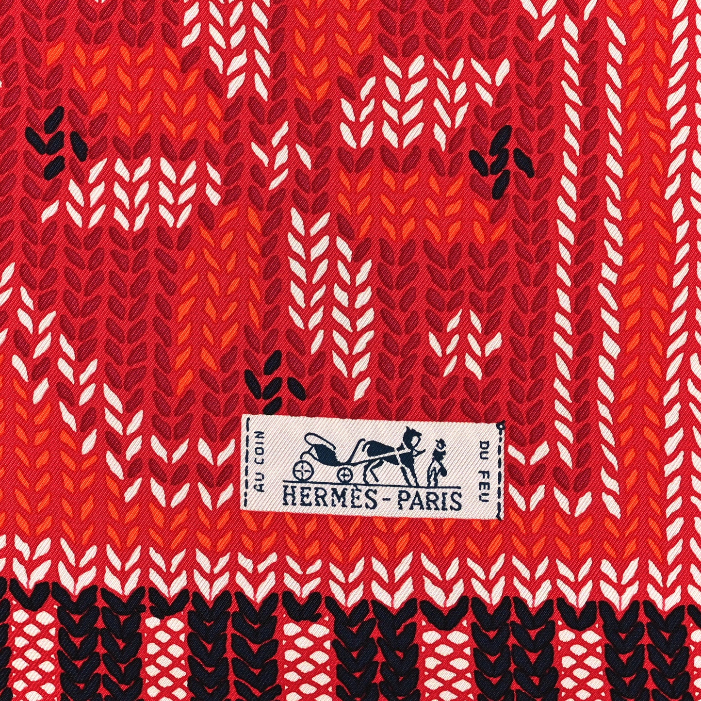 Silk Au Coin Du Feu Scarf 90 Rouge Bordeaux Black