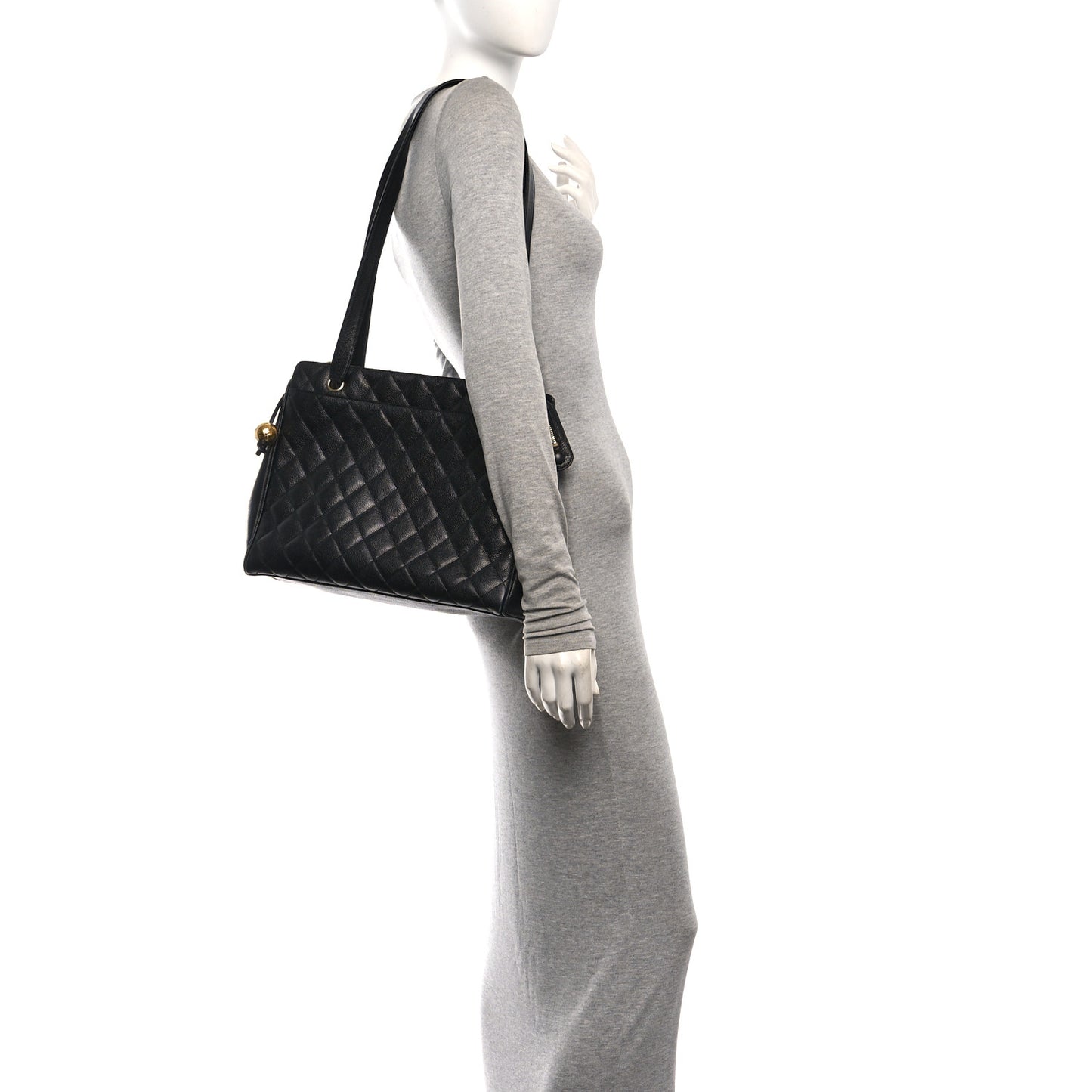 Caviar Quilted Shoulder Bag Black Black
