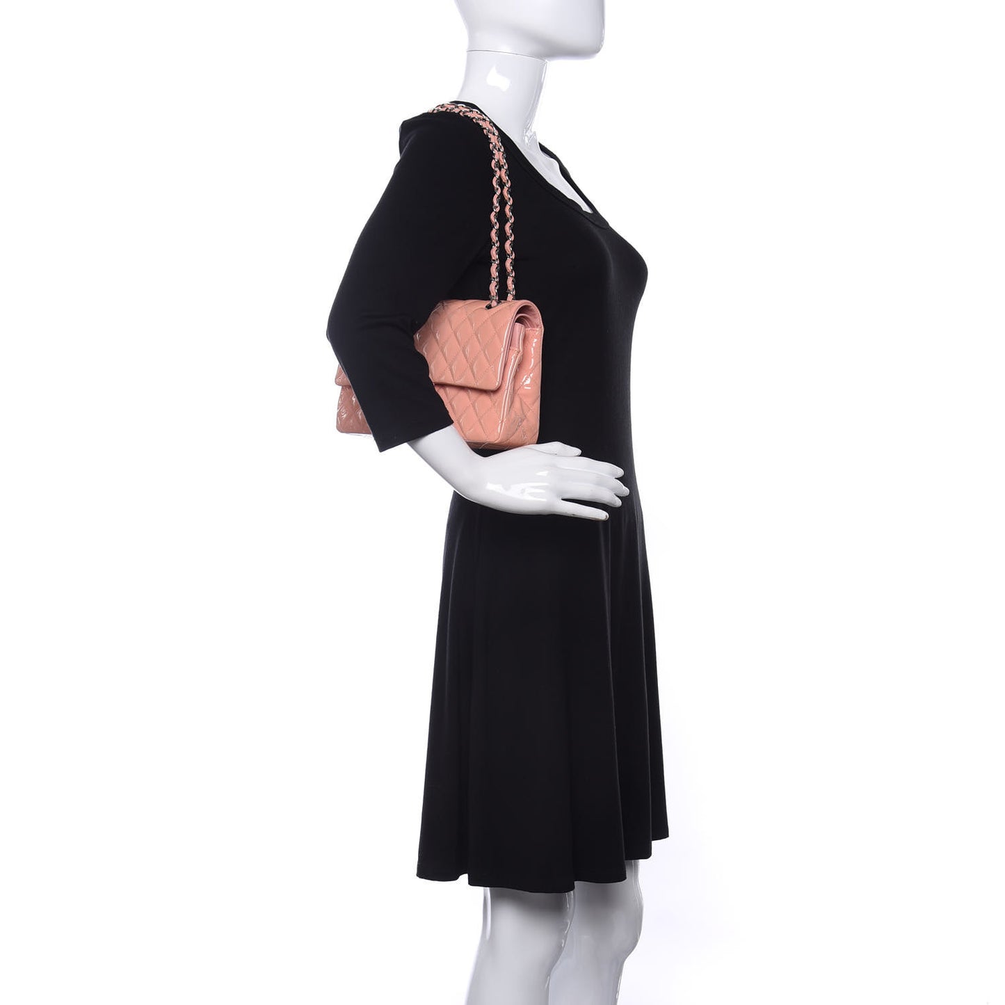 Patent Quilted Medium Double Flap Light Pink