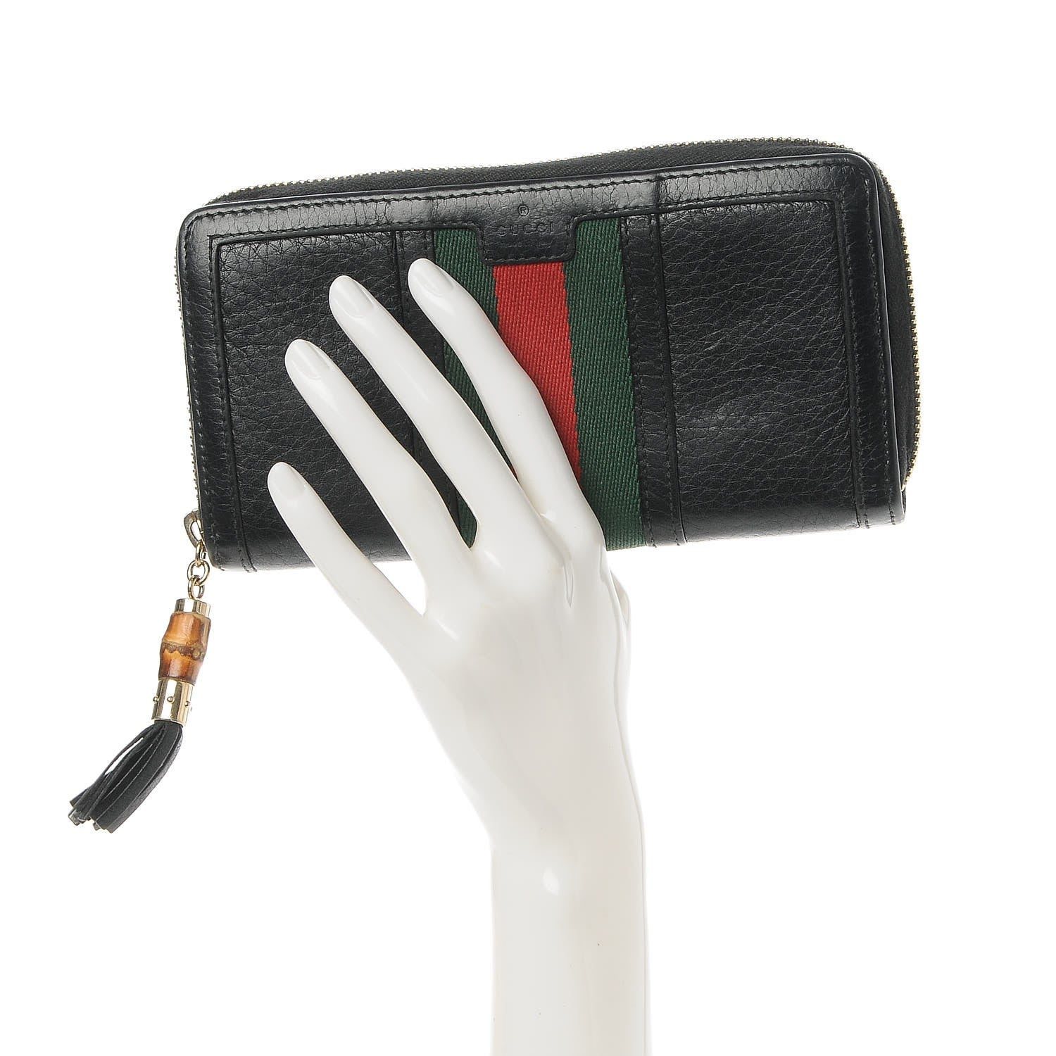 Gucci Calfskin Web Rania Zip Around Wallet Black 2 of 7