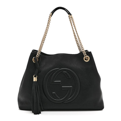 Gucci Pebbled Calfskin Medium Soho Chain Shoulder Bag Black 1 of 11