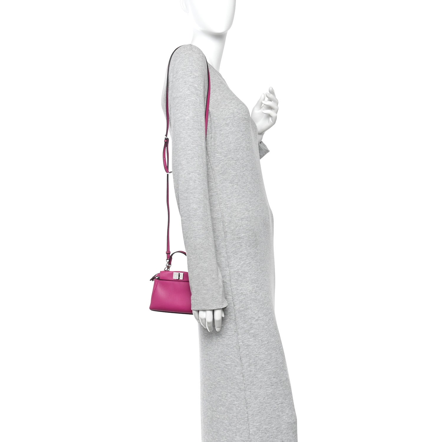 Fendi Nappa Micro Peekaboo Iconic Satchel Magenta 1889456