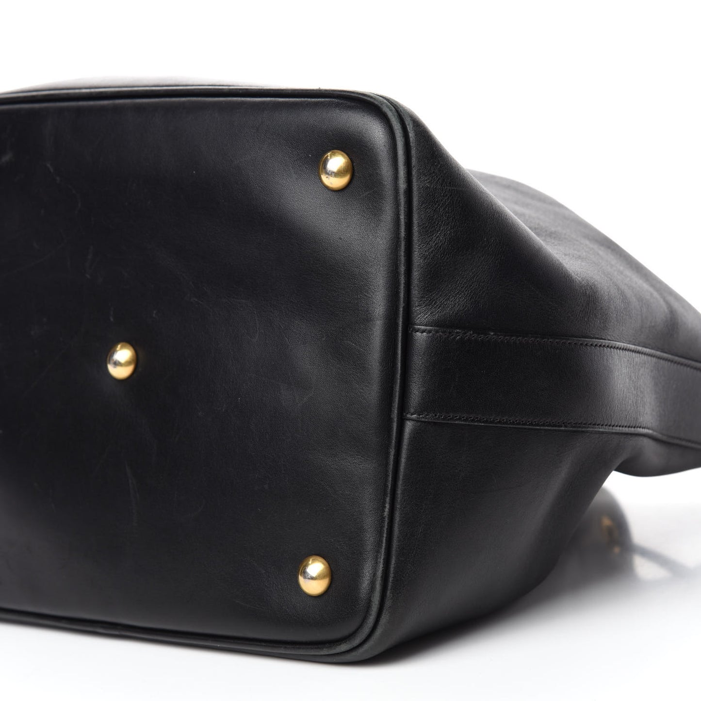 Calfskin Large Emmanuelle Bucket Bag Black