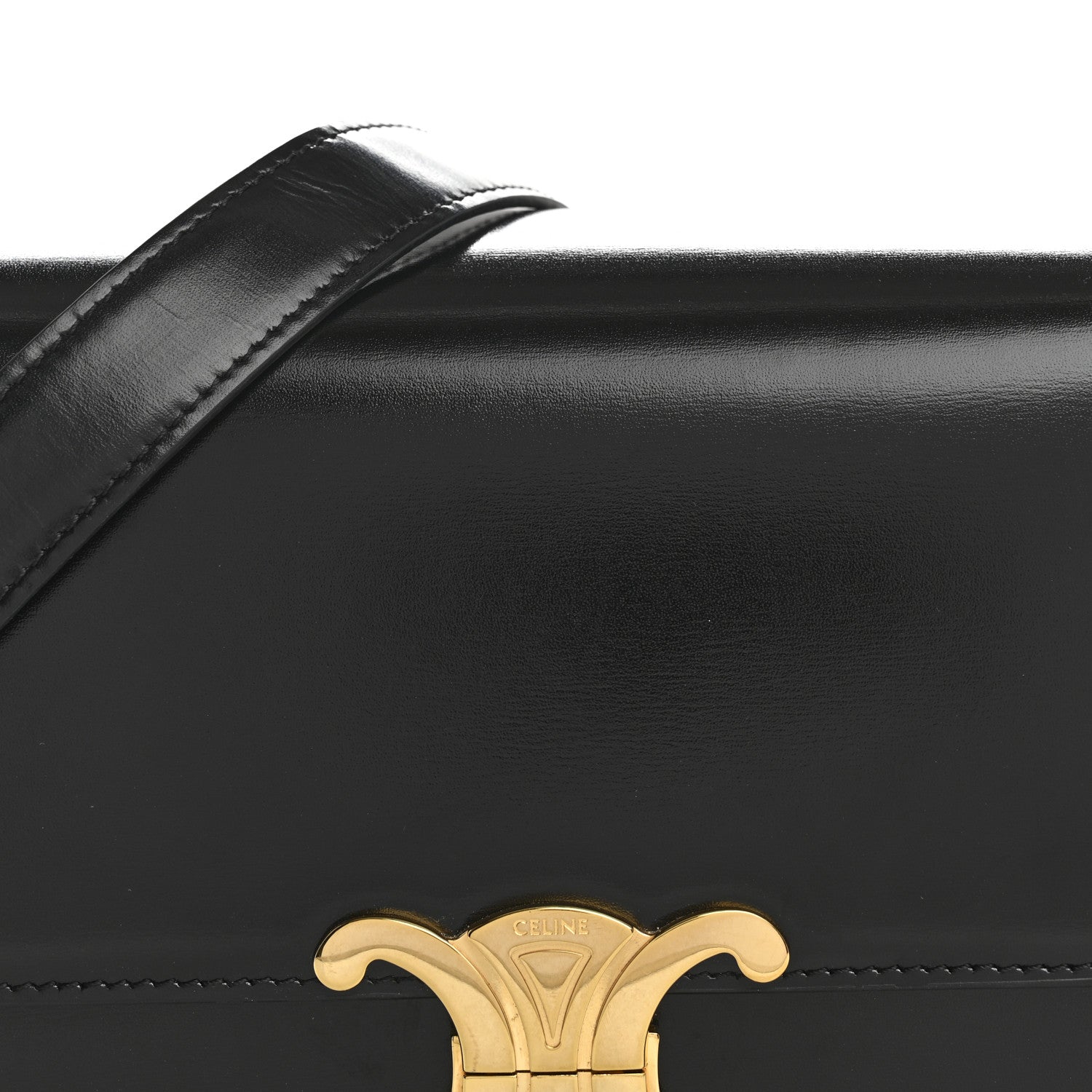 Celine Shiny Calfskin Medium Triomphe Black 9 of 13