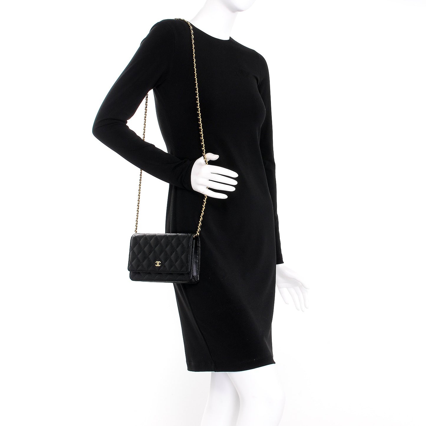Caviar Quilted Wallet On Chain WOC Black