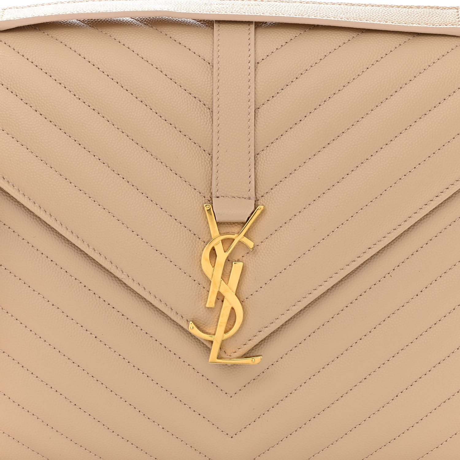 Saint Laurent Grain De Poudre Matelasse Chevron Large Monogram Satchel Nude Powder 7 of 9