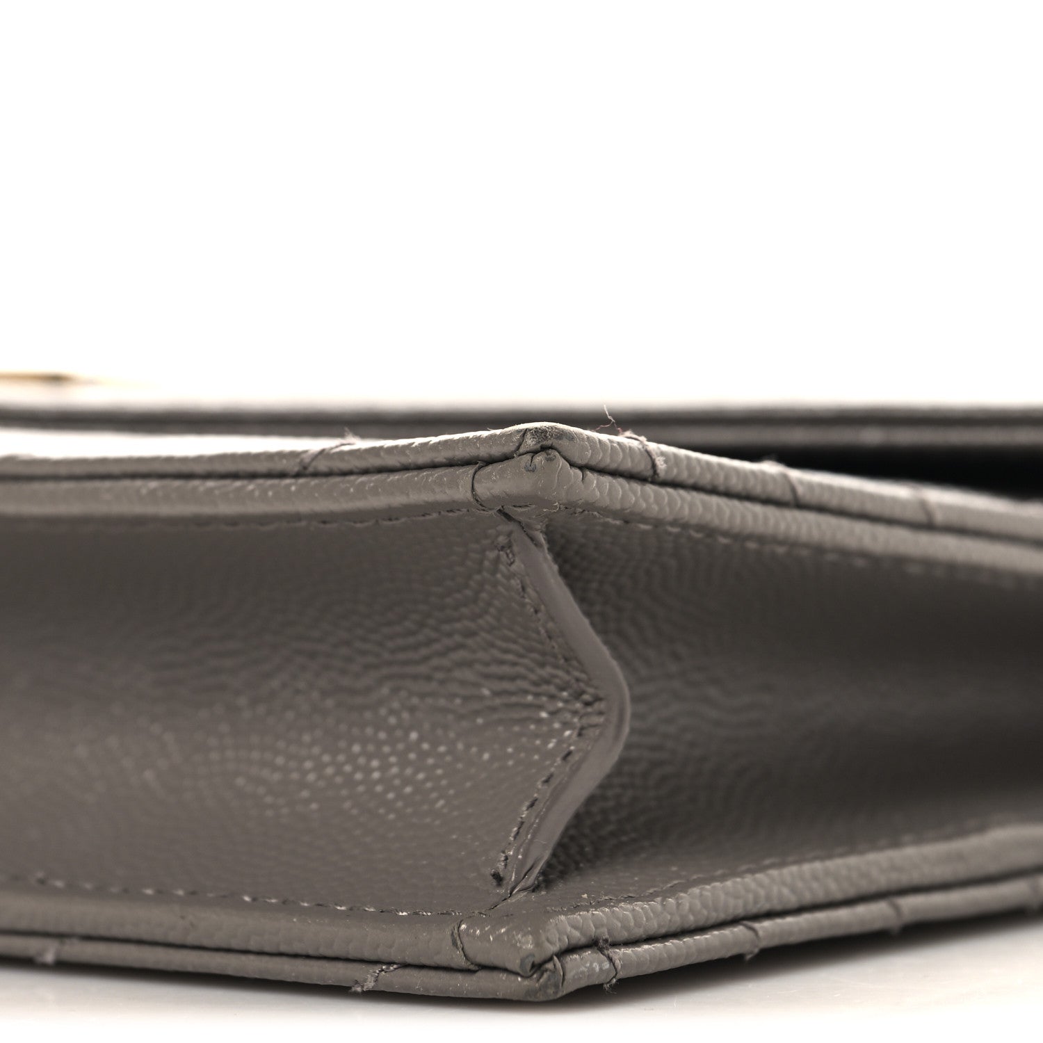 Saint Laurent Grain De Poudre Matelasse Chevron Monogram Envelope Chain Wallet Fog 9 of 11
