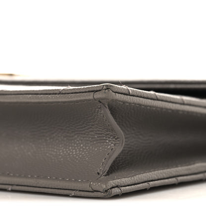 Saint Laurent Grain De Poudre Matelasse Chevron Monogram Envelope Chain Wallet Fog 9 of 11