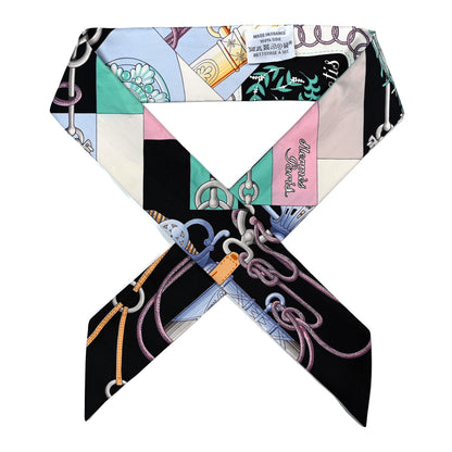 Hermes Silk Cliquetis Twilly Black Rose Menthol 1 of 5