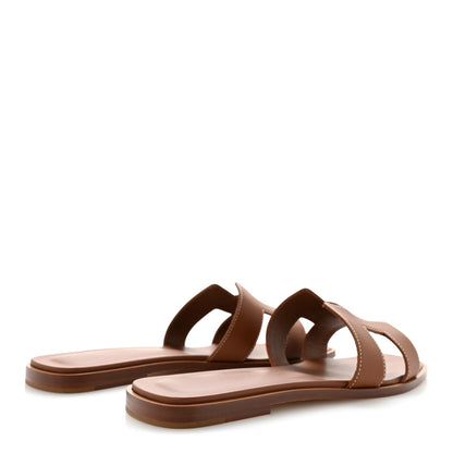 Hermes Box Calfskin Oran Sandals 39 Gold 5 of 9