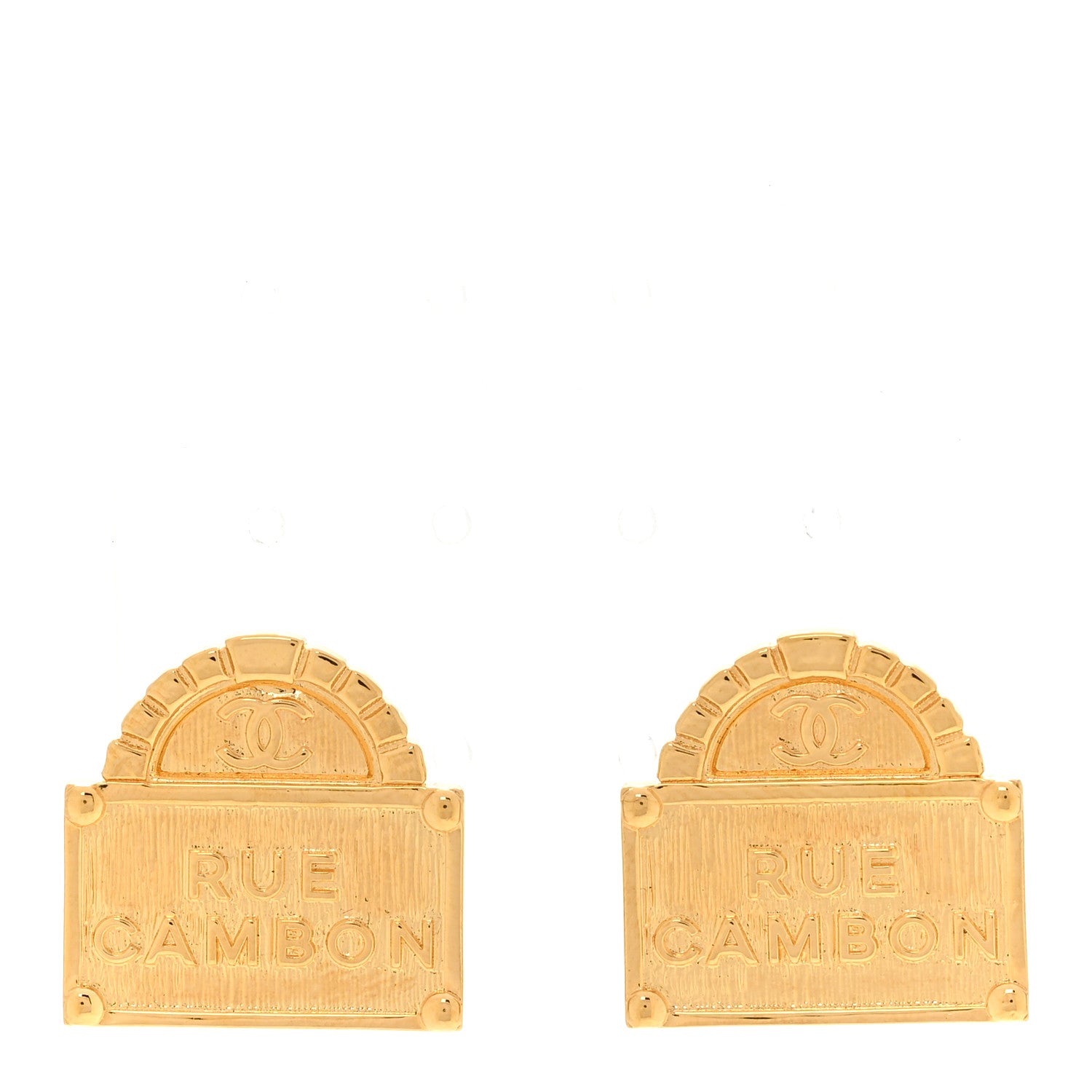 Chanel Metal Rue Cambon Earrings Gold 1 of 5