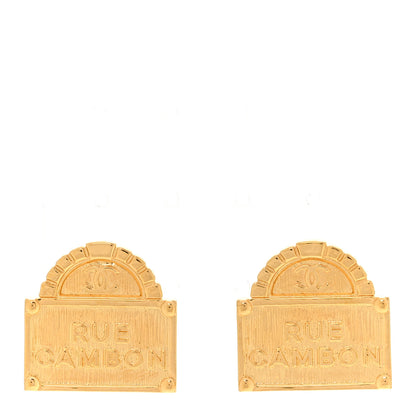 Chanel Metal Rue Cambon Earrings Gold 1 of 5