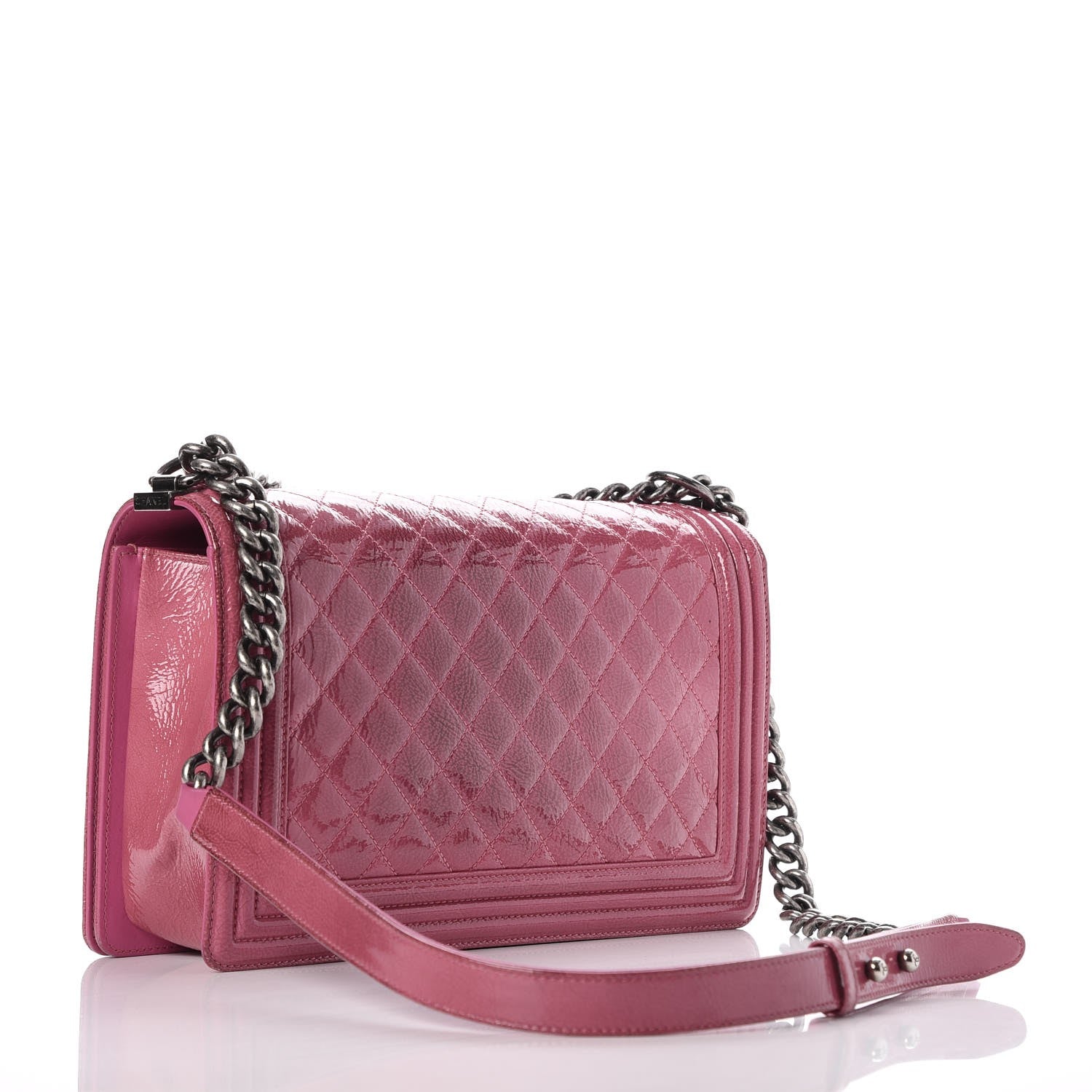 Chanel Distressed Patent Quilted New Medium Boy Flap Pink 3 of 20