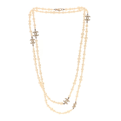 Chanel Pearl Multistrand CC Long Necklace Pearly White 3 of 6