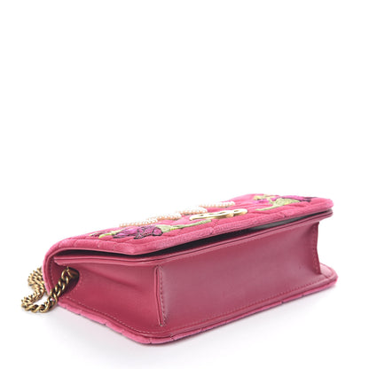Gucci Velvet Matelasse Love Embroidered GG Marmont Mini Bag Light Raspberry Rose 4 of 9