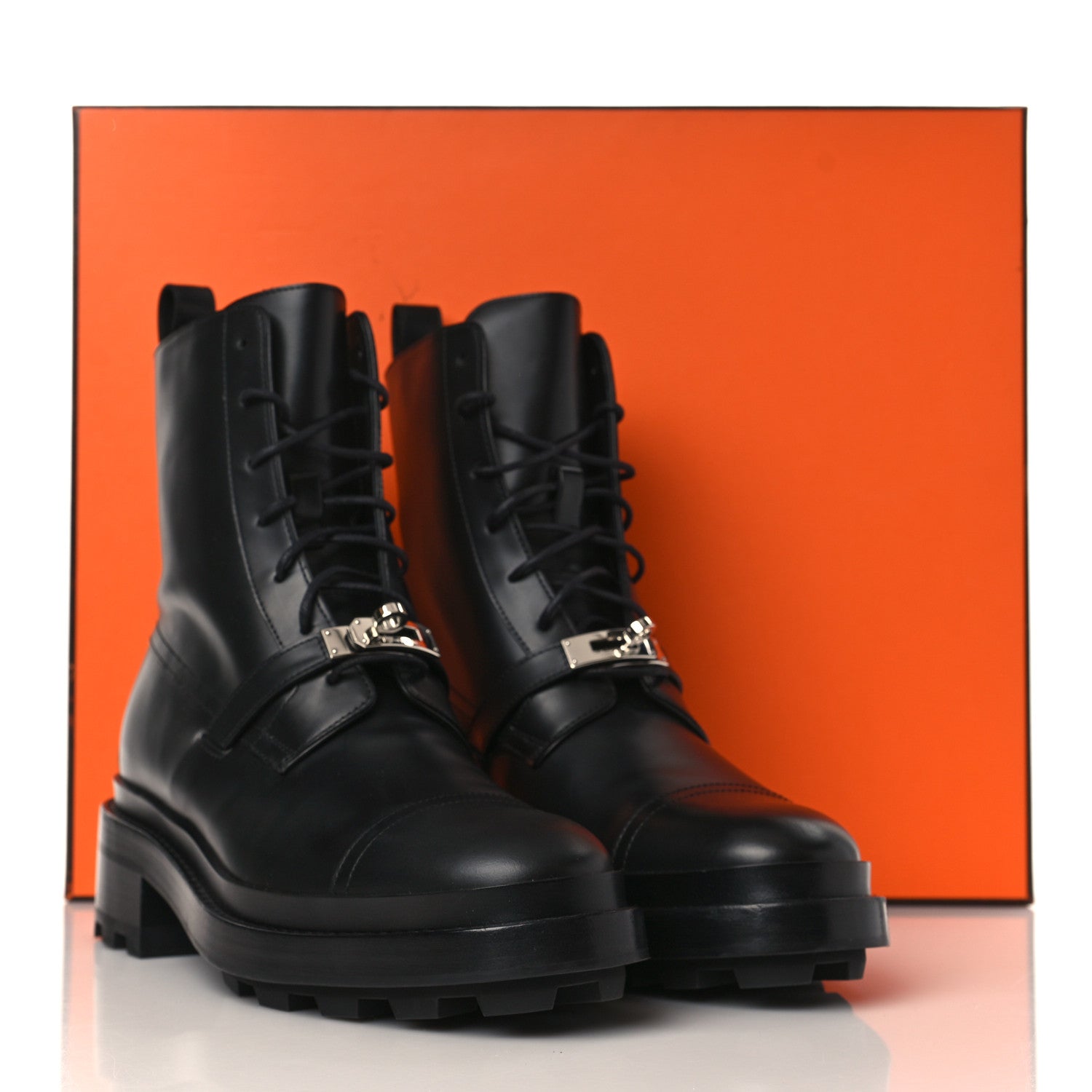 Hermes Glossed Calfskin Funk Ankle Boots 39.5 Black 9 of 9