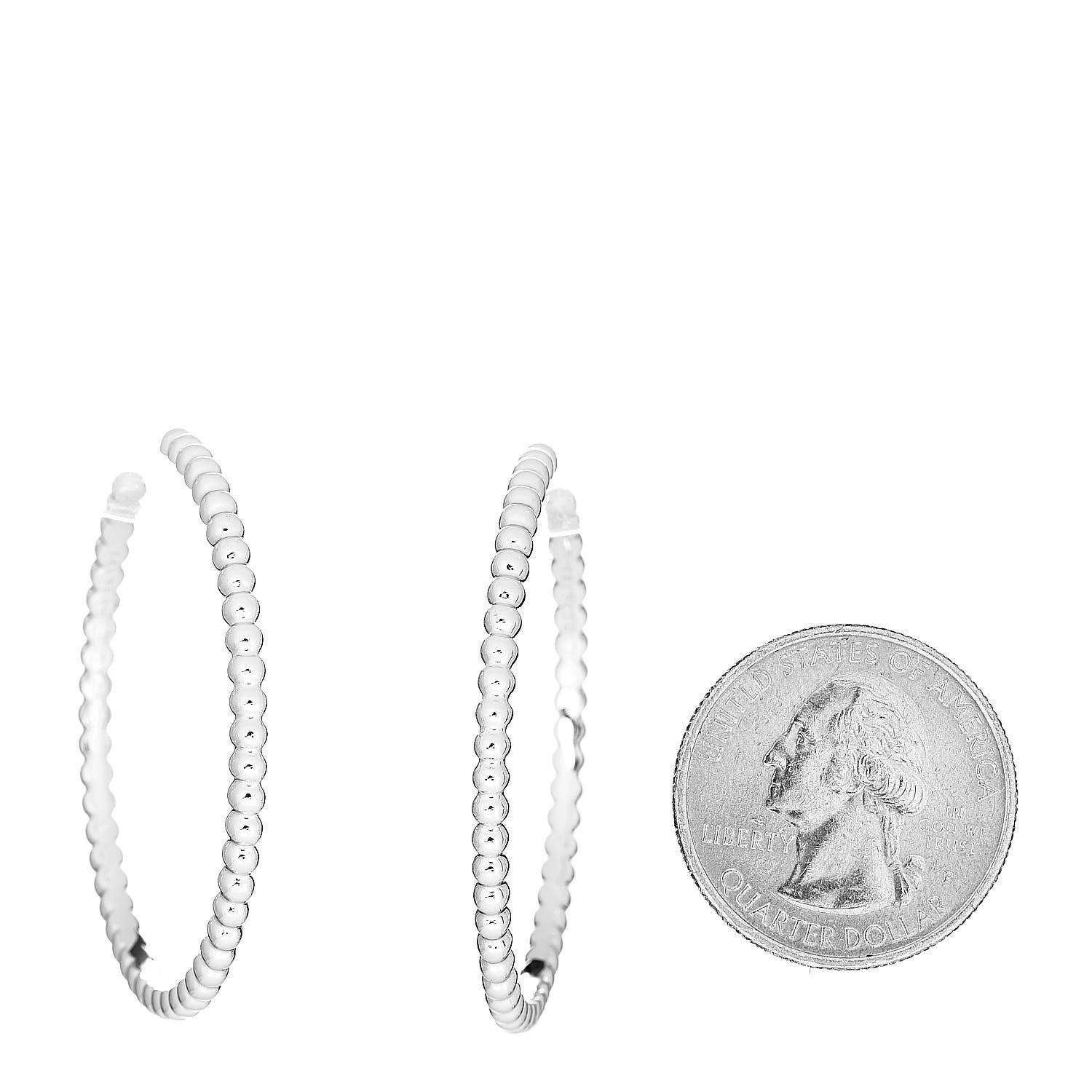 Van Cleef & Arpels 18K White Gold Large Perlee Hoop Earrings 2 of 4