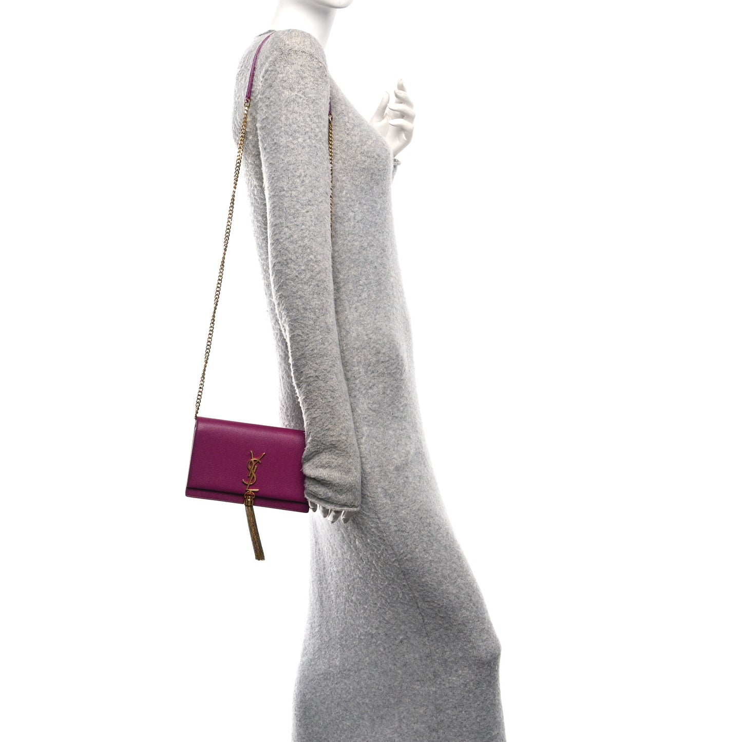 Grain De Poudre Classic Monogram Kate Tassel Chain Wallet Dark Grape