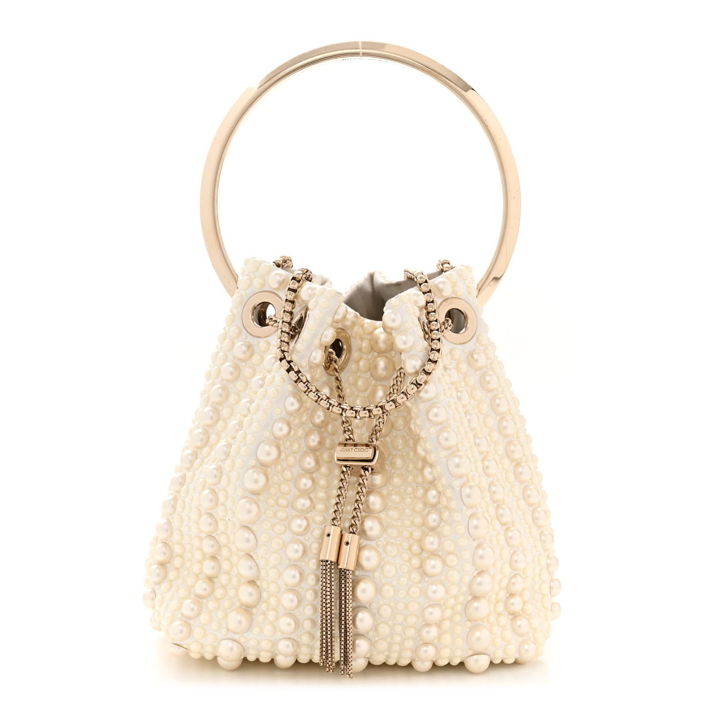 Satin Pearl Embellished Mini Bon Bon Bag White