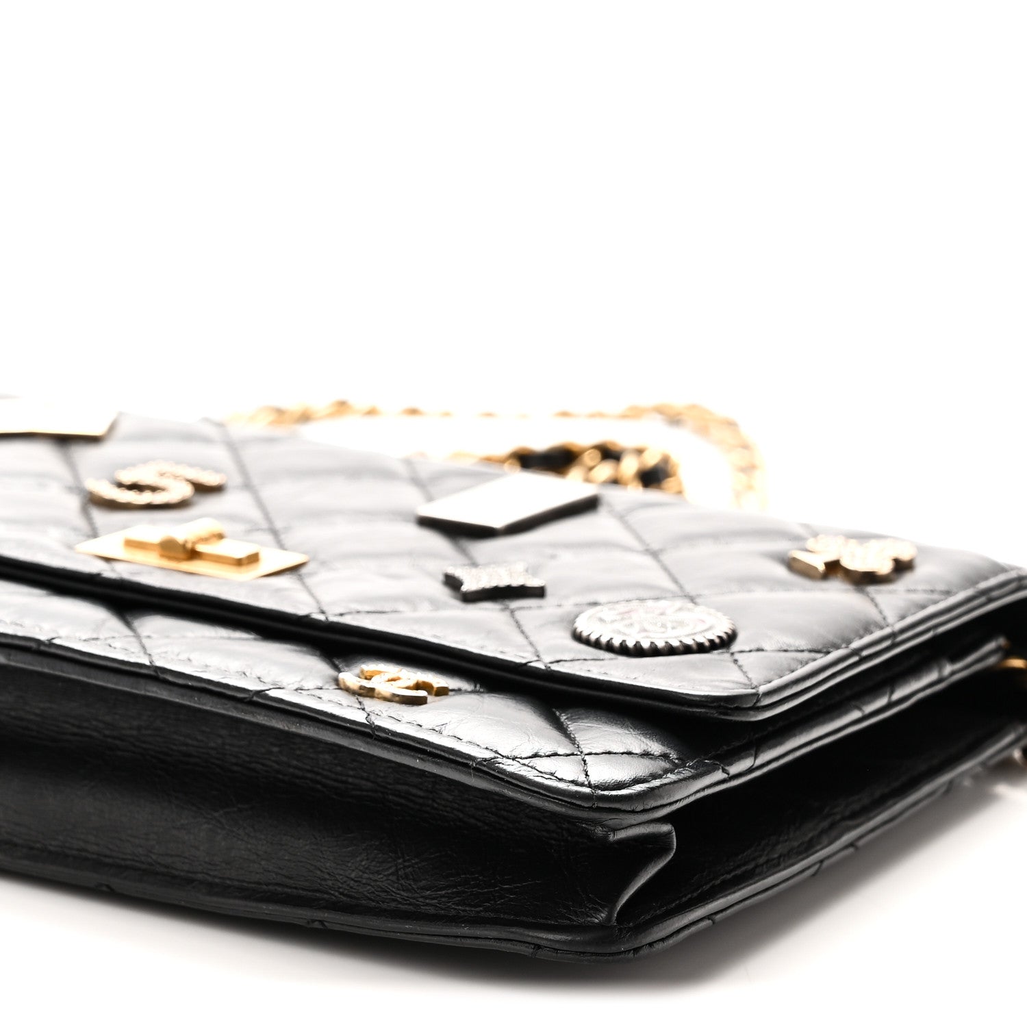Chanel Aged Calfskin Lucky Charms Casino 2.55 Reissue Wallet on Chain WOC Black 11 of 11