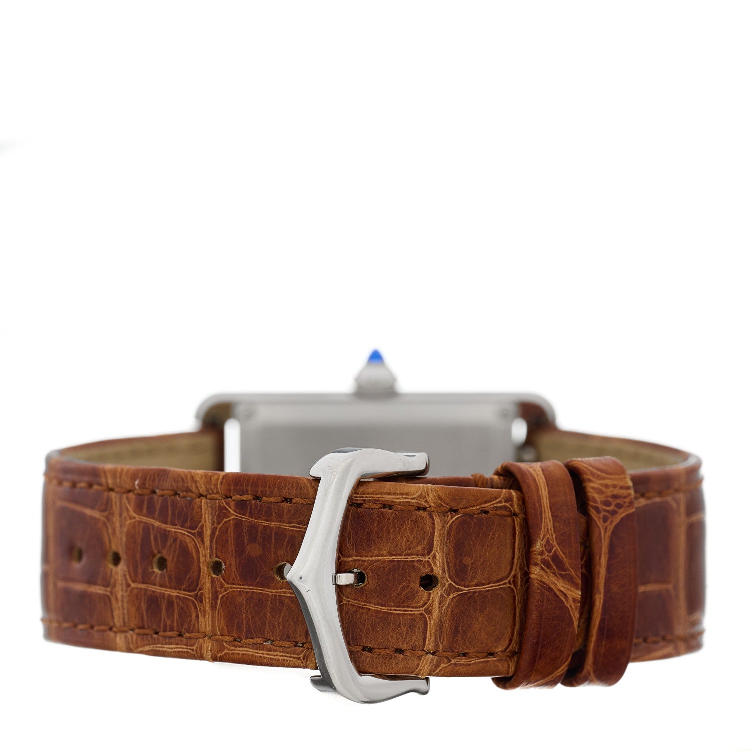 Cartier Stainless Steel Alligator 25mm Must de Cartier Tank Quartz Watch Brown 3 of 5