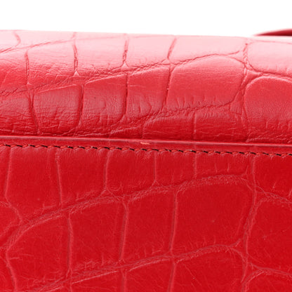 Saint Laurent Calfskin Crocodile Embossed Small Sac de Jour Eros Red 15 of 15