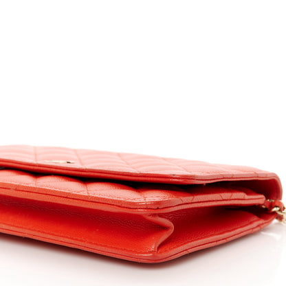 Chanel Caviar Quilted Wallet on Chain WOC Red 11 of 12