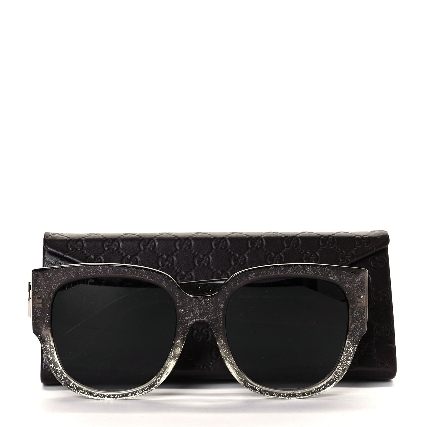 Acetate Glitter Square Optyl Sunglasses GG3836/F/S Black Silver