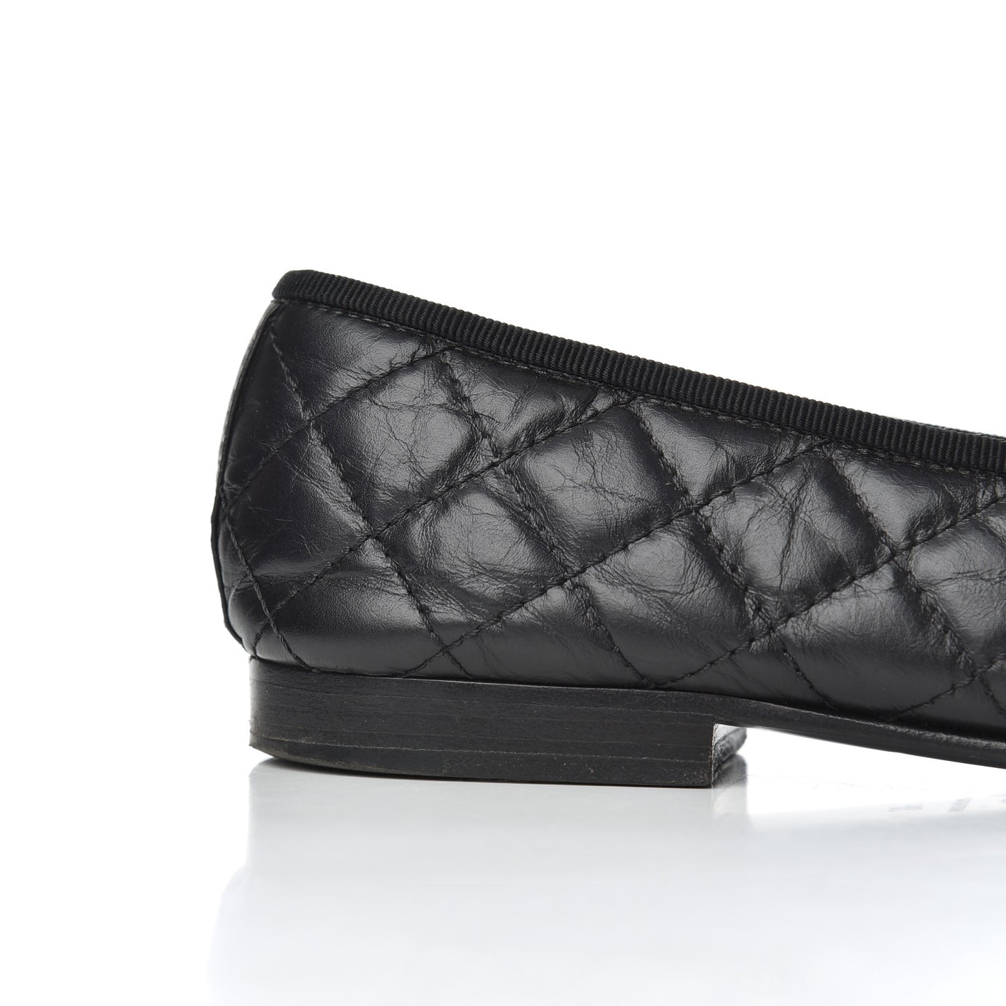 Aged Calfskin Quilted CC Cap Toe Ballerina Flats 38 Black