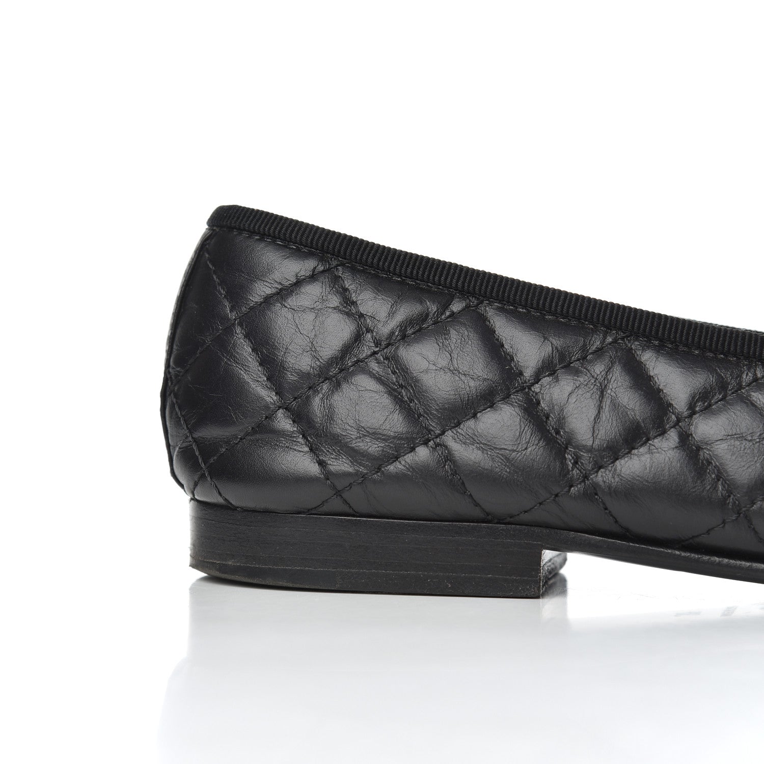 Chanel Aged Calfskin Quilted CC Cap Toe Ballerina Flats 38 Black 16 of 25