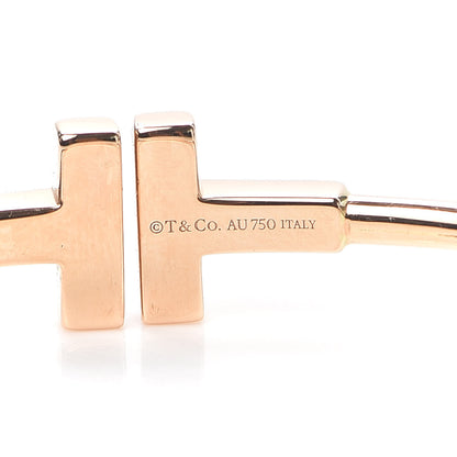 Tiffany 18K Rose Gold Diamond T Wire Bracelet 4 of 5