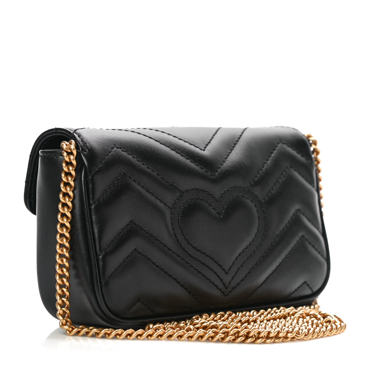Gucci Calfskin Matelasse Super Mini GG Marmont Shoulder Bag Black 3 of 11