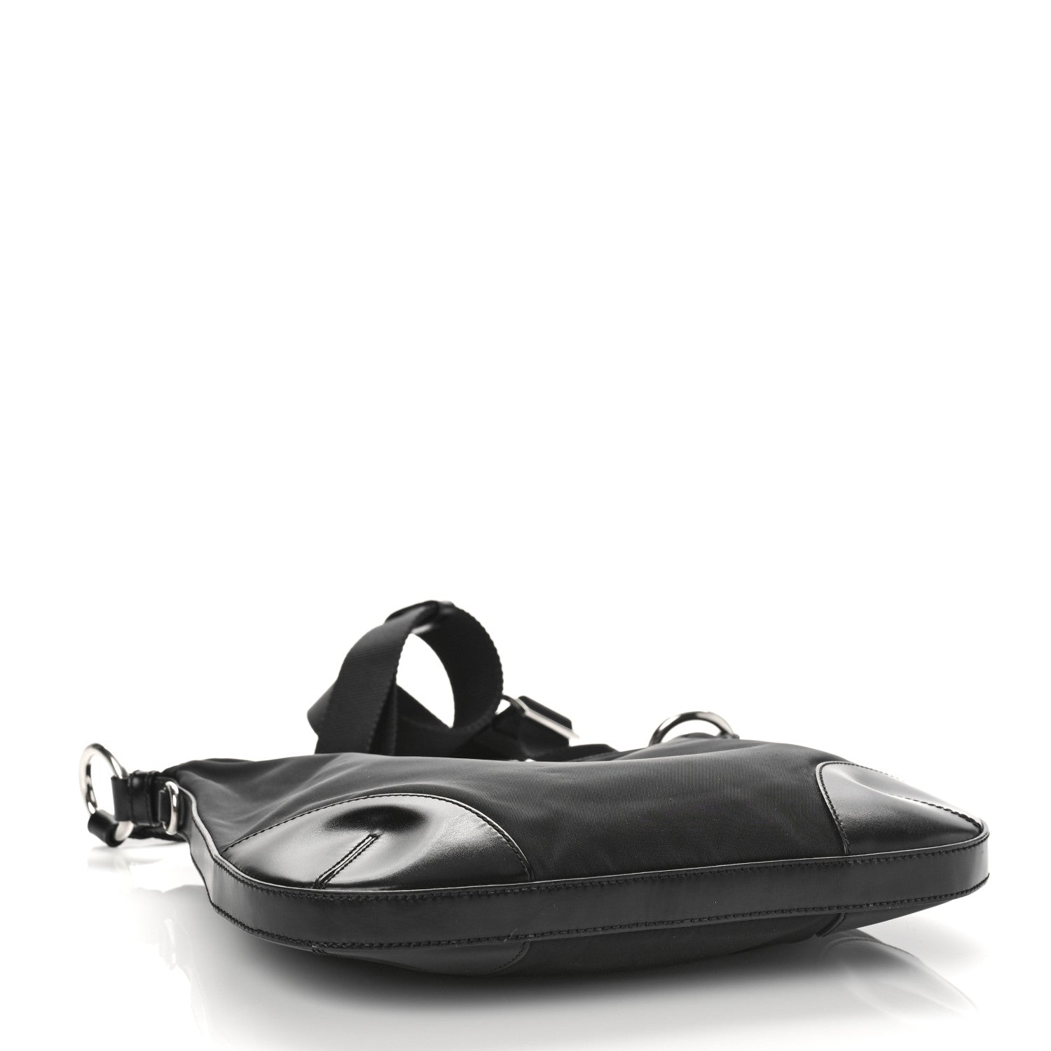 Prada Tessuto Nylon Calfskin Flat Messenger Bag Black 4 of 8