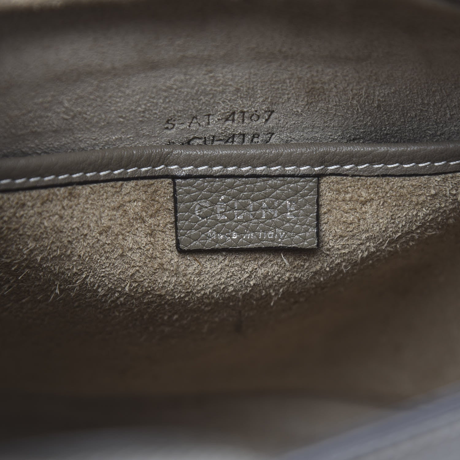 Celine Drummed Calfskin Nano Luggage Souris 6 of 12