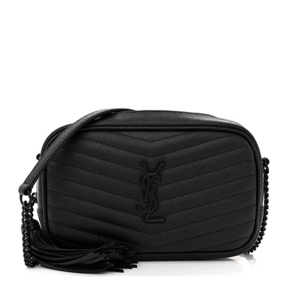 Saint Laurent Grain De Poudre Matelasse Monochrome Monogram Mini Lou Camera Bag Black 1 of 10