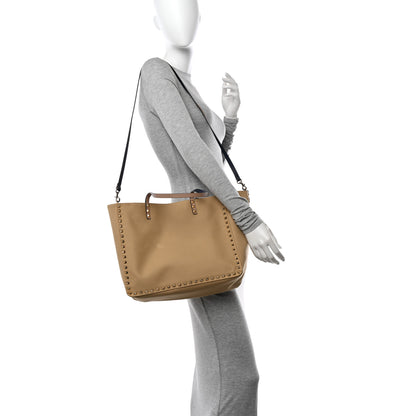 Valentino Garavani Canvas Medium Rockstud Reversible Tote Navy Blue Beige 2 of 17
