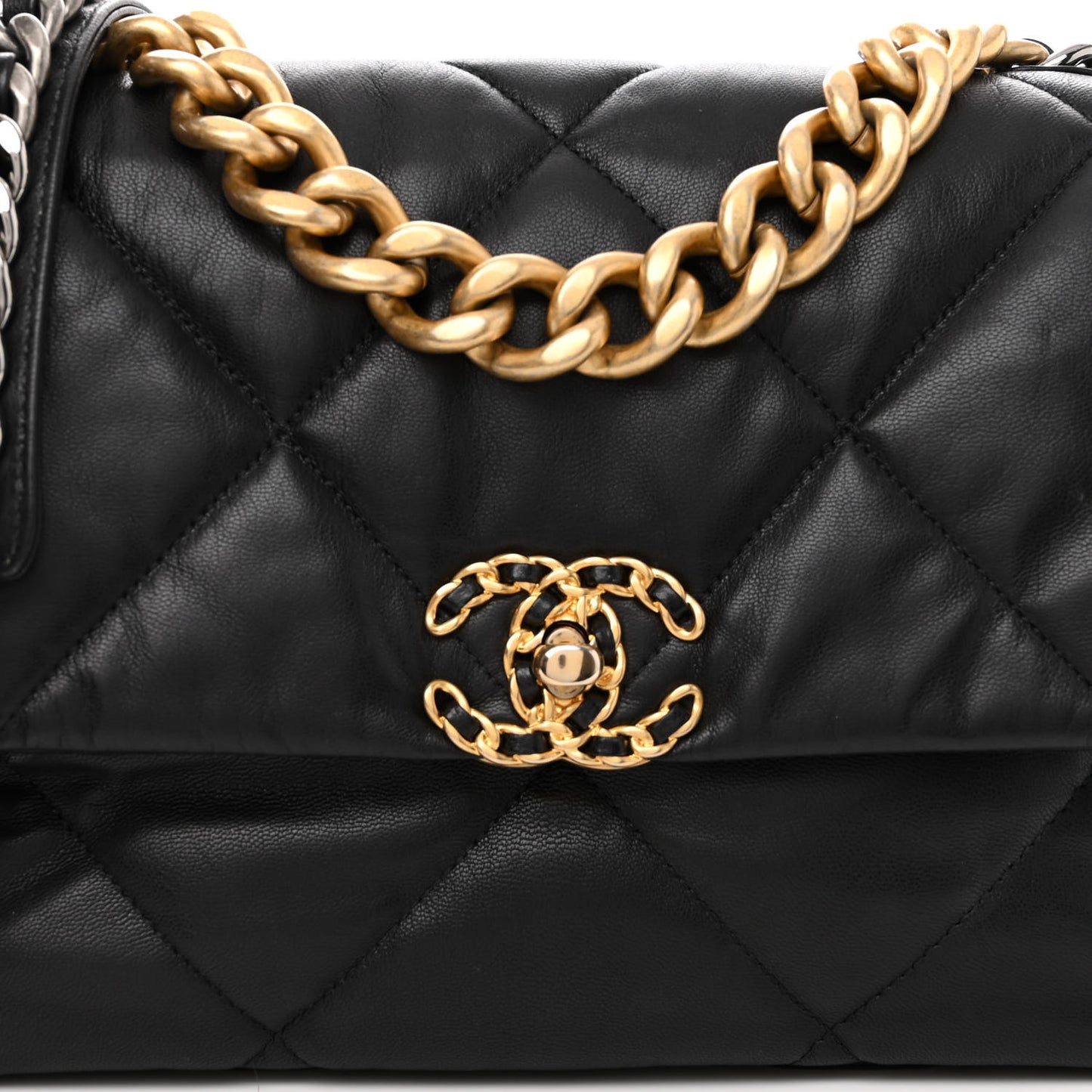 Goatskin Quilted Large Chanel 19 Flap Black