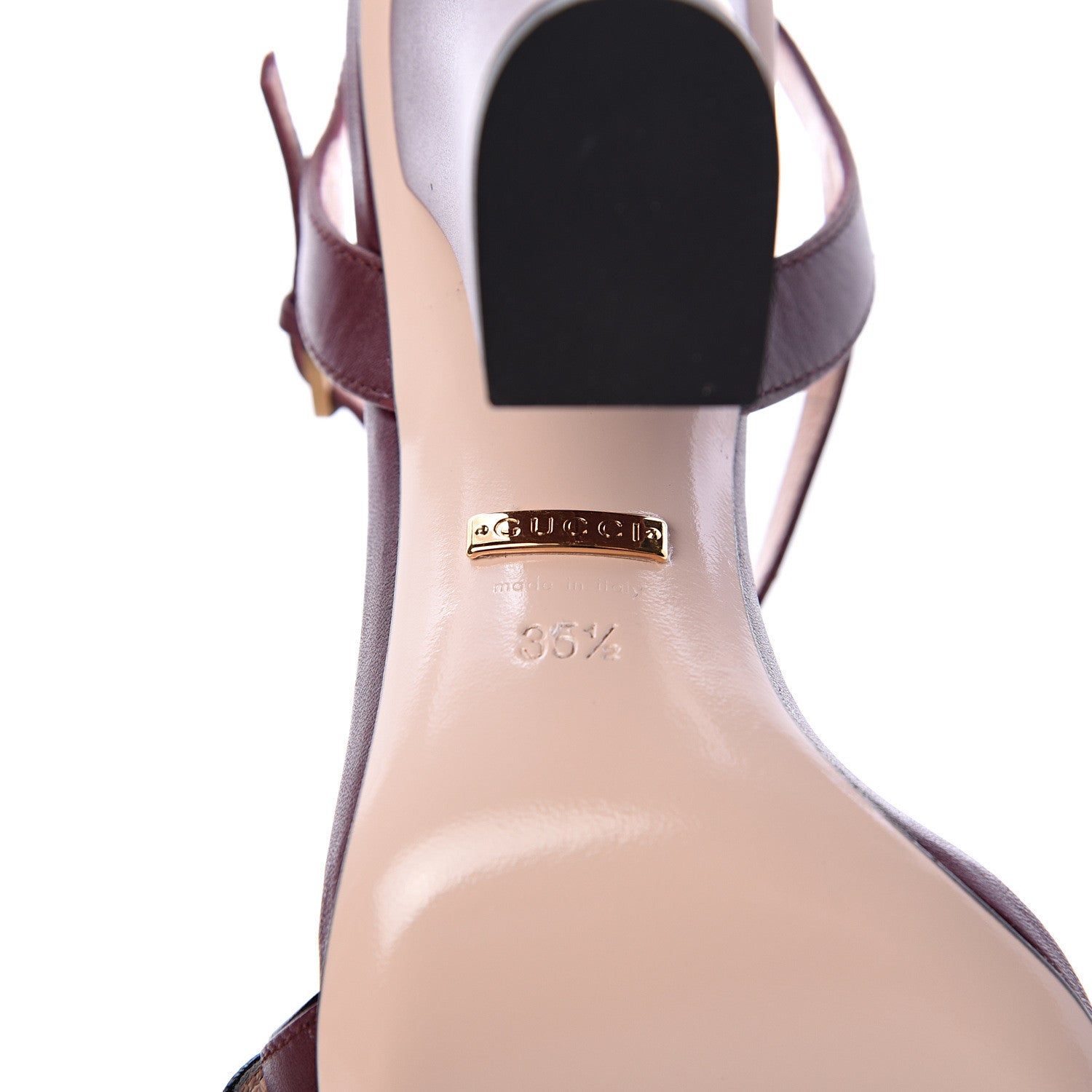 Gucci Lifford Calfskin GG Marmont Ankle Wrap 105mm Sandals 35.5 Vintage Bordeaux 7 of 8