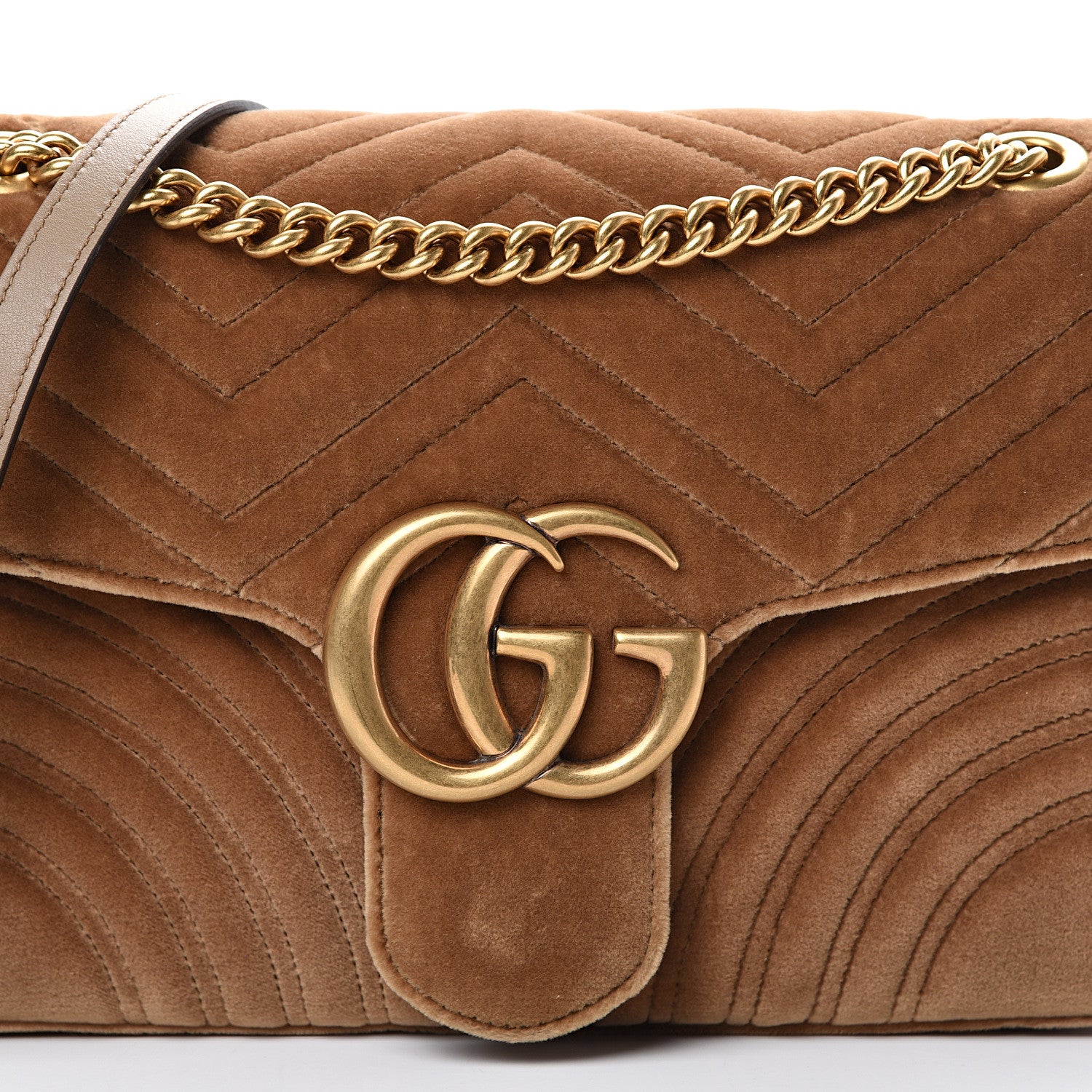 Gucci Velvet Matelasse Medium GG Marmont Shoulder Bag Taupe 8 of 11