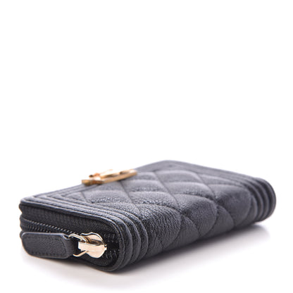 Chanel Caviar Quilted Boy Zip Around Coin Purse Wallet Black 4 of 8