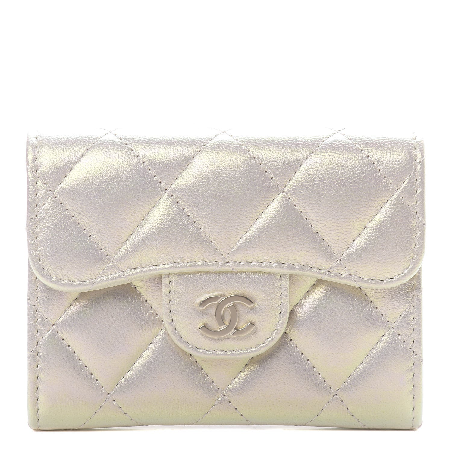 Chanel Iridescent Lambskin Quilted Flap Card Holder Ivory 1 of 9