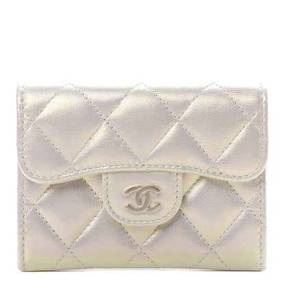 Chanel Iridescent Lambskin Quilted Flap Card Holder Ivory 1 of 9