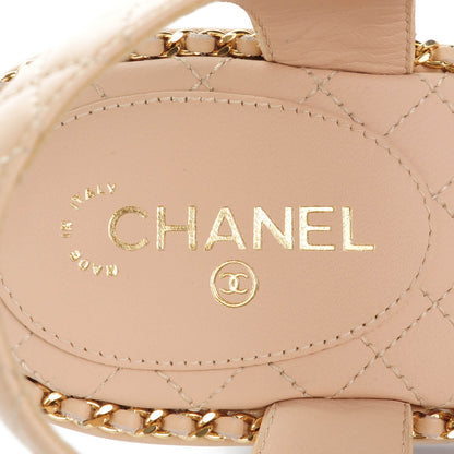 Chanel Calfskin Quilted Chain Around Wedge Sandals 37.5 Light Beige 6 of 8